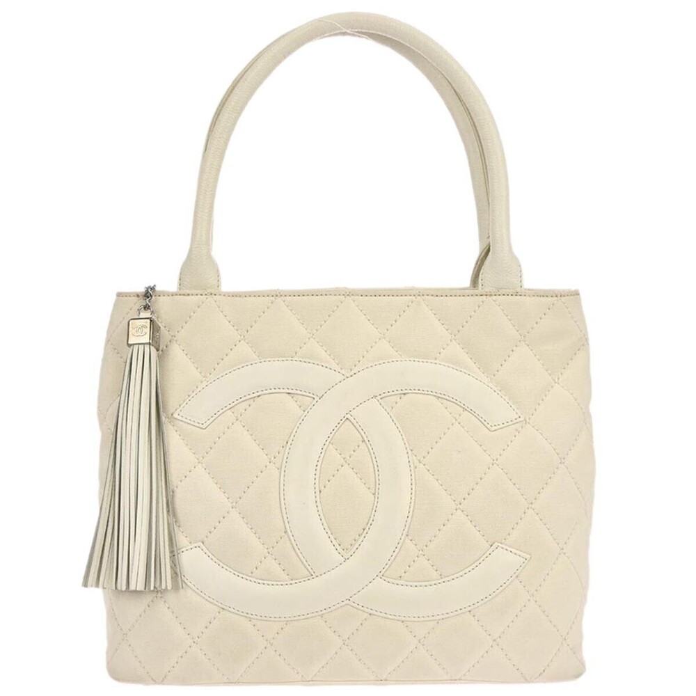 Chanel Vintage CC Tassel Tote Quilted Canvas Medium